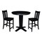 International Concepts 36 in. Solid Wood Round Top Dining Table with 2 Counter Height Stools in Black K46-36RT-23B-S102-2 - alternate 1
